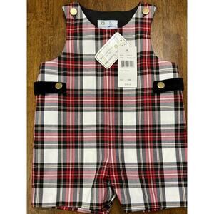 NEW Florence Eiseman Holiday Plaid Romper Size 18 Month Red Black White MSRP $90